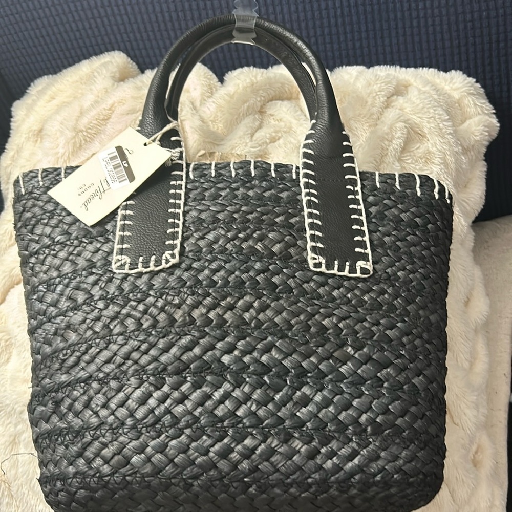 NWT Universal Thread Black Straw Tote Handbag